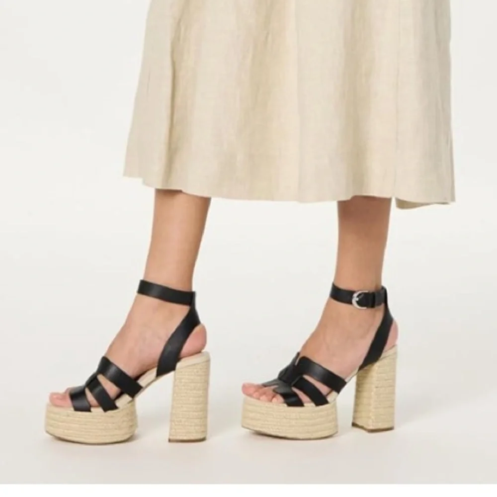 The Drop ‘Bea’ woven black and tan platform heel NEW with tags size 10
